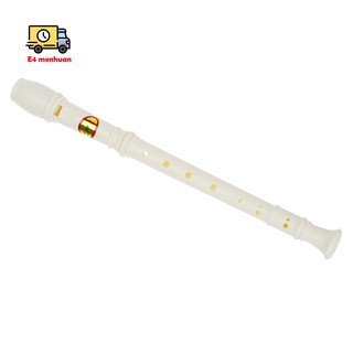 Sáo nhựa màu trắng thiết kế 8 lỗ có que vệ sinh tiện lợi cho học sinh