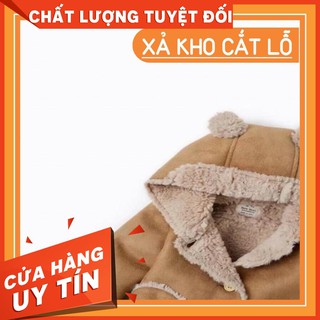 [THANH LÍ GIÁ NHẬP] Áo da lộn lót lông mũ tai gấu Zara