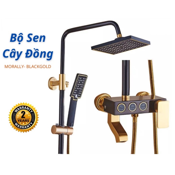 Bộ sen cây tắm đứng nóng lạnh nhà tắm MORALLY- BLACKGOLD cao cấp chất liệu đồng sơn tĩnh điện Phong cách Châu Âu cổ điển