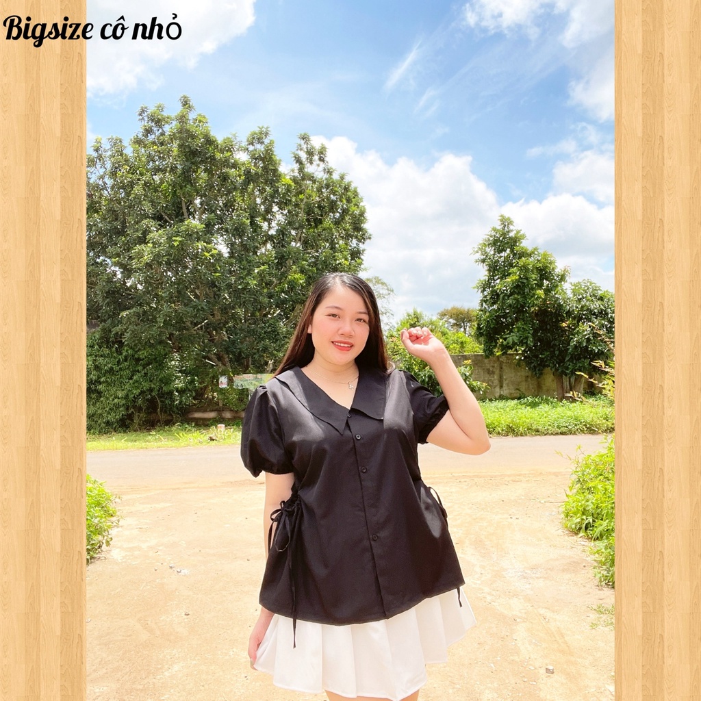 Áo Sơ Mi Kiểu Bigsize Nữ Rút Dây Chất Vải Lụa Mặc Mát Sang Chảnh Dễ Thương SM3
