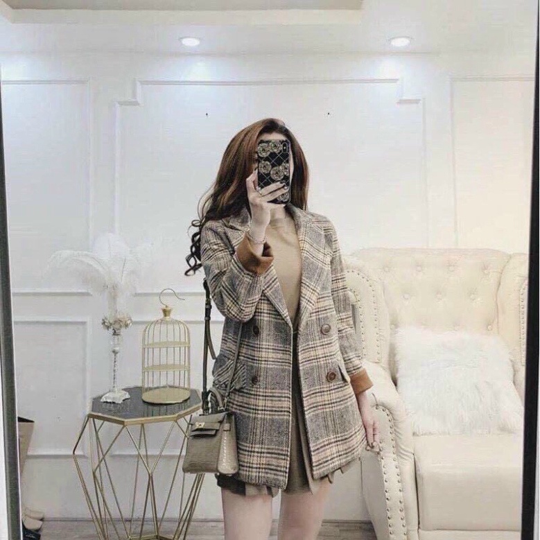 Freeship Áo Blazer Nữ Áo Vest Khoác Ngoài Chất Kẻ QC Cao Cấp. | BigBuy360 - bigbuy360.vn