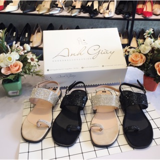 Sandal xỏ ngón đính đá cực xinh giày dép nữ đẹp