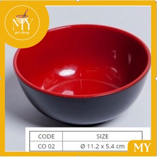 Chén ăn cơm nhựa melamine fataco cao cấp hai lớp đỏ đen