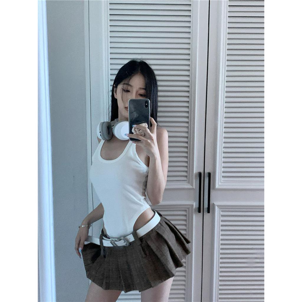 Cocory vn Áo Tank Top Cổ Thấp Dáng Ôm Phong Cách Mỹ Thời Trang Mùa Hè Quyến Rũ Cho Nữ