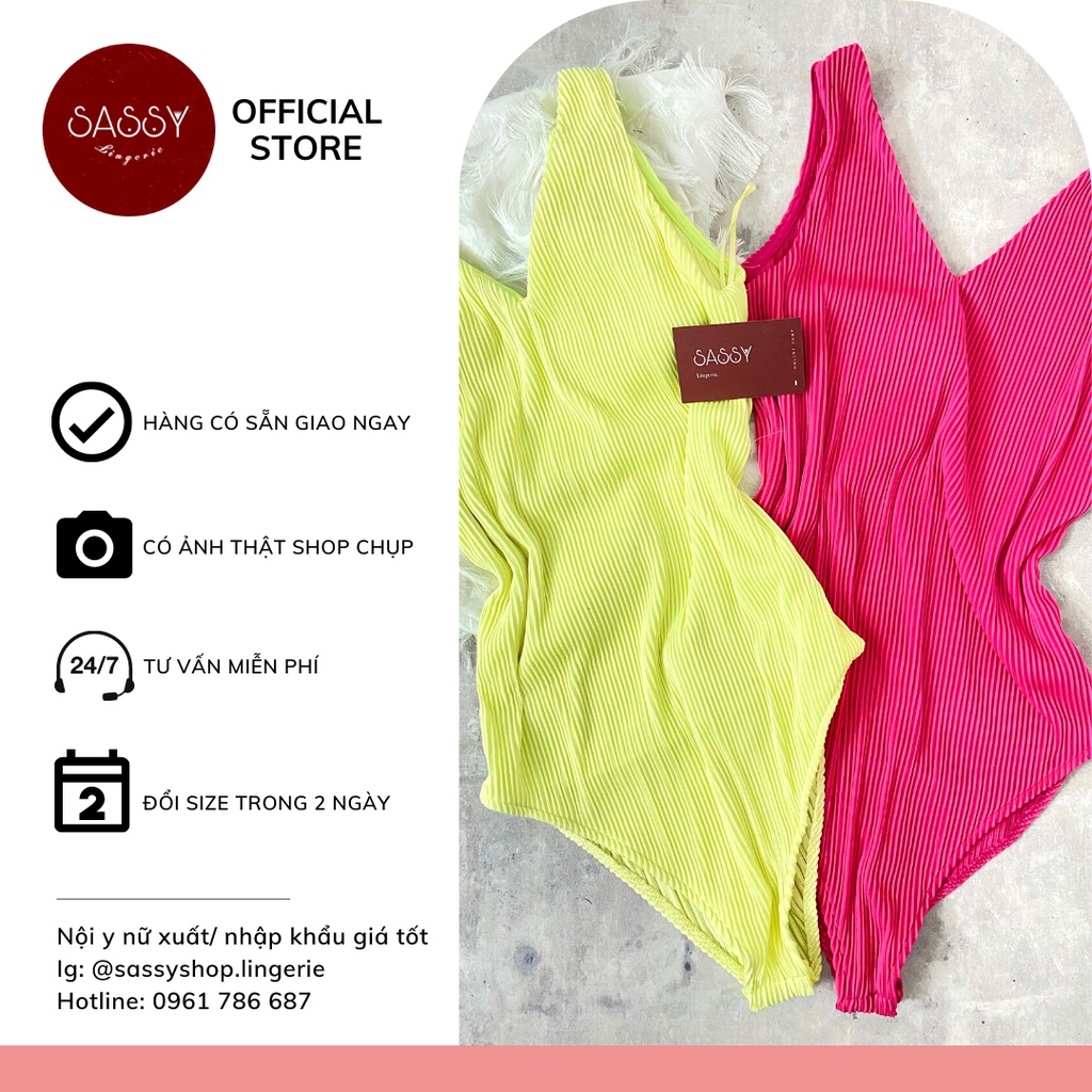 Bộ bodysuit nữ áo liền thân xếp ly dọc sát nách cổ V sang trọng gợi cảm nổi bật cho nữ ROLLY GO GIRL