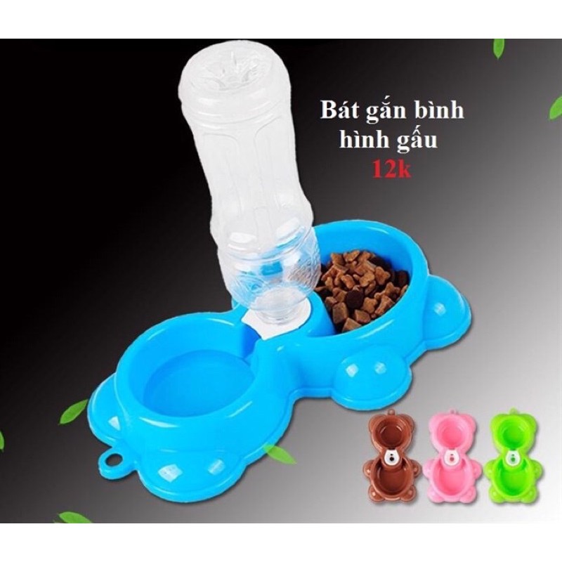 Bát ăn đôi cho chó mèo bằng nhựa Cao Cấp, bóng và dễ rửa