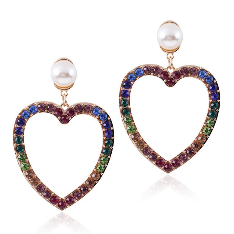 #cz Fashion Diamond Earring Alloy Love Heart Earrings Shining Earring Jewelry