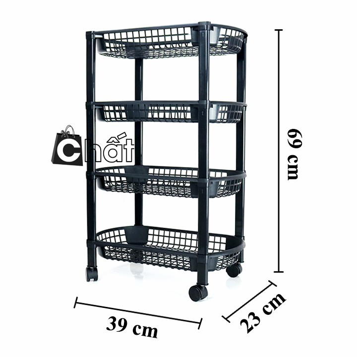 Kệ 4 tầng lắp ghép Tashuan có bánh xe đẩy kiểu mới - Tashuan