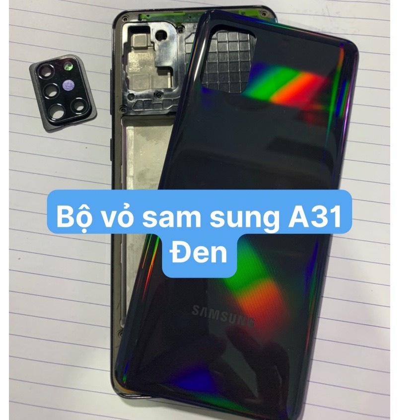 bộ vỏ zin hãng samsung a31 full đồ kèm(gồm:lưng,sườn,phím bấm,kính camera)