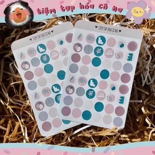 Sticker/hình dán trang trí hình tròn tone nâu sáng, trang trí sổ,bullet journal/dán thiệp -tiemtaphoacona