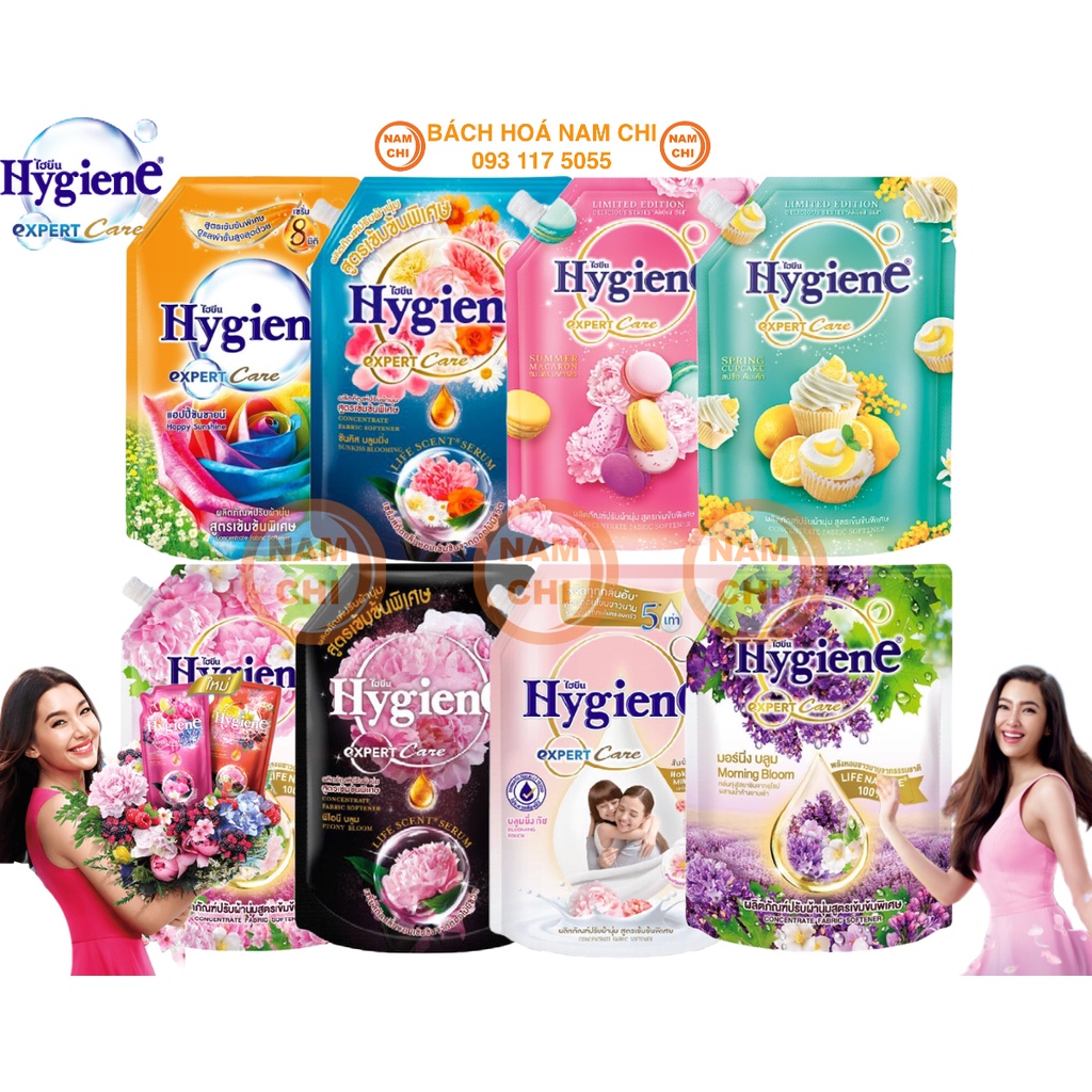 Nước Xả Hygiene túi 1150ml 1300ml Thái Lan Làm Mềm Sợi Vải Lưu Hương Nước Hoa Cực Lâu Cực Thơm