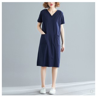 Váy đầm cotton cổ tim dáng suông