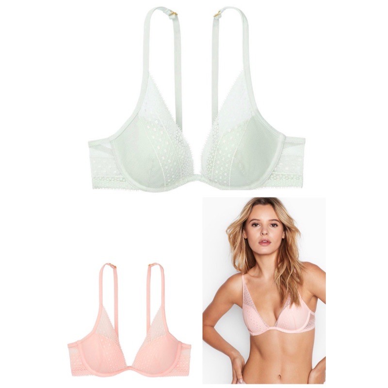 🌷 Áo lót ren Victoria’s Secret Lightly Lined Lace Plunge Bra, size 34B