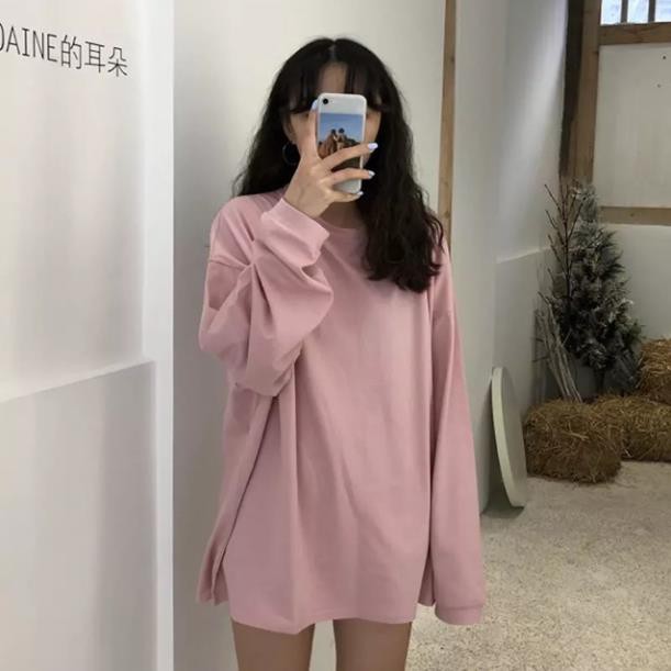 Áo thun tay dài trơn unisex phong cách ulzzang form rộng (Đủ màu) - Áo phông trơn dài tay unisex 1Minute ATU012