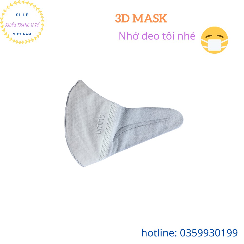 [UMINO MASK] Khẩu Trang Y Tế Khẩu Trang 3D Kháng Khuẩn Cao Cấp Hộp 50 Chiếc Màu Trắng