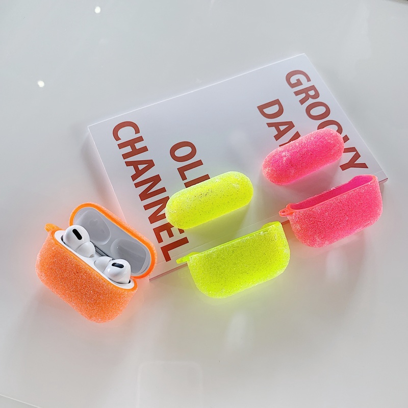 Vỏ Bảo Vệ Hộp Sạc Tai Nghe Airpods 3 Pro Chất Liệu Tpu Mềm Màu Huỳnh Quang Lấp Lánh