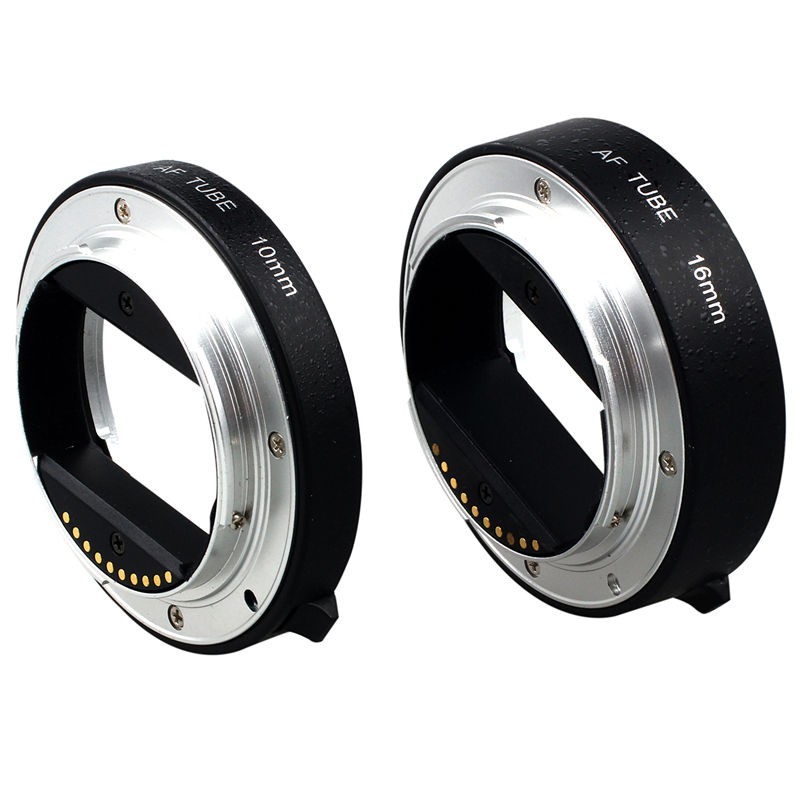 Black Metal AF Auto-focus Macro Extension Tube Set 10mm&16mm for Sony E-mount Camera NEX 3/3N/5/5N a