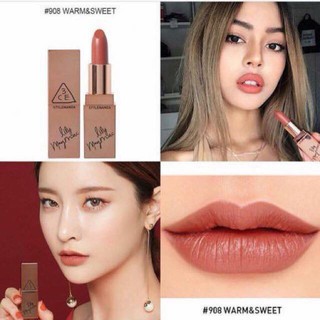 💥💥💥TUẦN LỄ TẶNG QUÀ+ GIẢM GIÁ: Son 3CE x Lily Maymac Matte Lip Color màu 908 cam đất Hàn Quốc chính hãng 100%