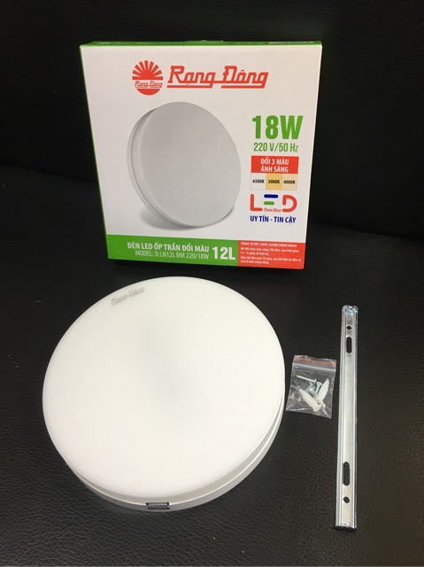 Đèn ốp trần tròn 18w đổi màu Rạng Đông Ø220mm