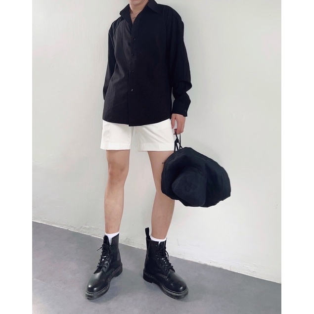 Áo Sơ Mi Sẻ Tà Sau Cá Tính Dành Cho Nam Nữ Chất Liệu Cotton Dày Dặn