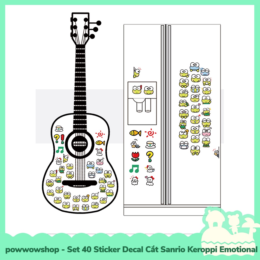 [Sẵn VN - Hỏa Tốc] Set 40 Sticker Mini Decal Dán Trang Trí Vật Dụng Mẫu Sanrio Keroppi Emotional