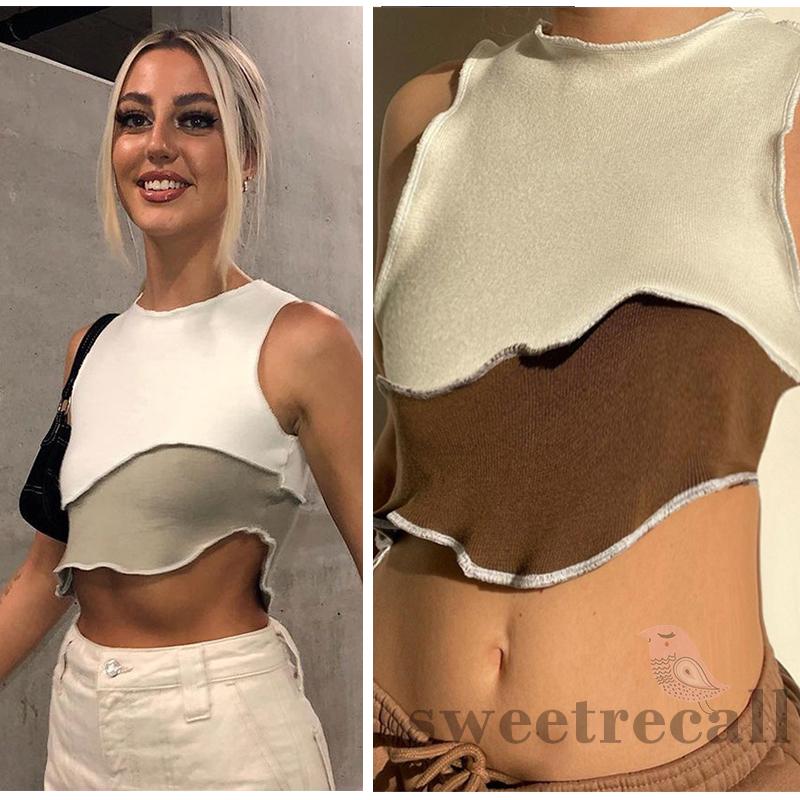 Áo Lửng Không Tay Phối Màu Gợi Cảm Cho Nữ