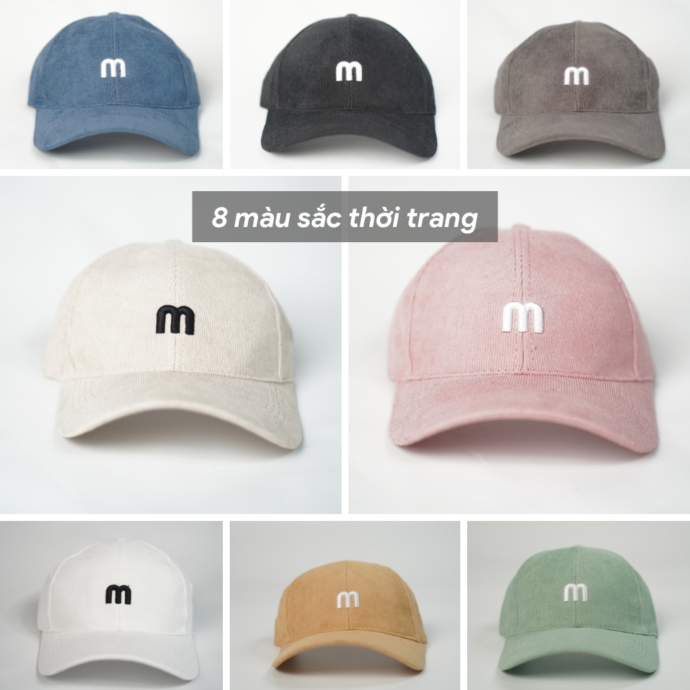 Mũ lưỡi trai ❤️ Nón kết nhung thêu chữ M phong cách Ulzzang form unisex nam nữ N11