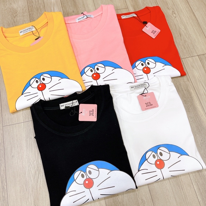Áo Thun PHÔNG NAM NỮ UNISEX in MÈO MÁY Ú DORAEMON