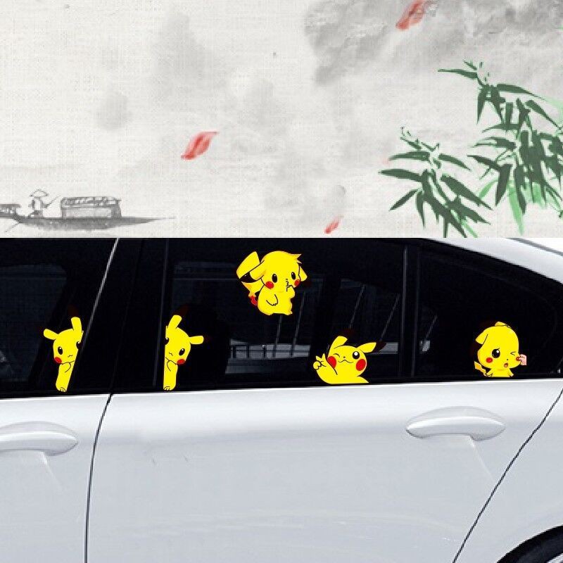 Pikachu Hoạt hình Biểu cảm dán ô tô Xe máy điện Cá tính Sáng tạo Trang trí cửa sổ kính Chống xước <