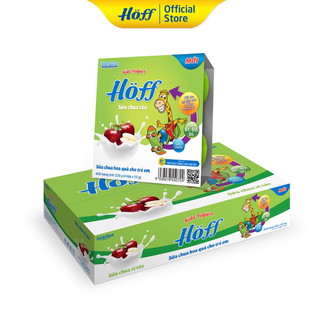 Sữa Chua trẻ em vị Táo HOFF (1 thùng - 48 hộp)