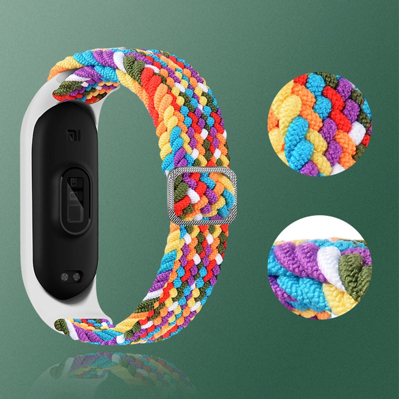 Dây Đeo Vải Nylon Bện Đàn Hồi Dễ Điều Chỉnh Cho Xiaomi Mi Band 6 5 4 3 Sport Strap Mi band 3 4 5 6