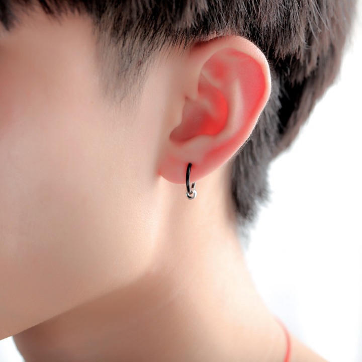 Bông Tai Nam Loại Kẹp Không Cần Bấm Lỗ Tai Titan Không Đen TT 1794 - 1 cặp