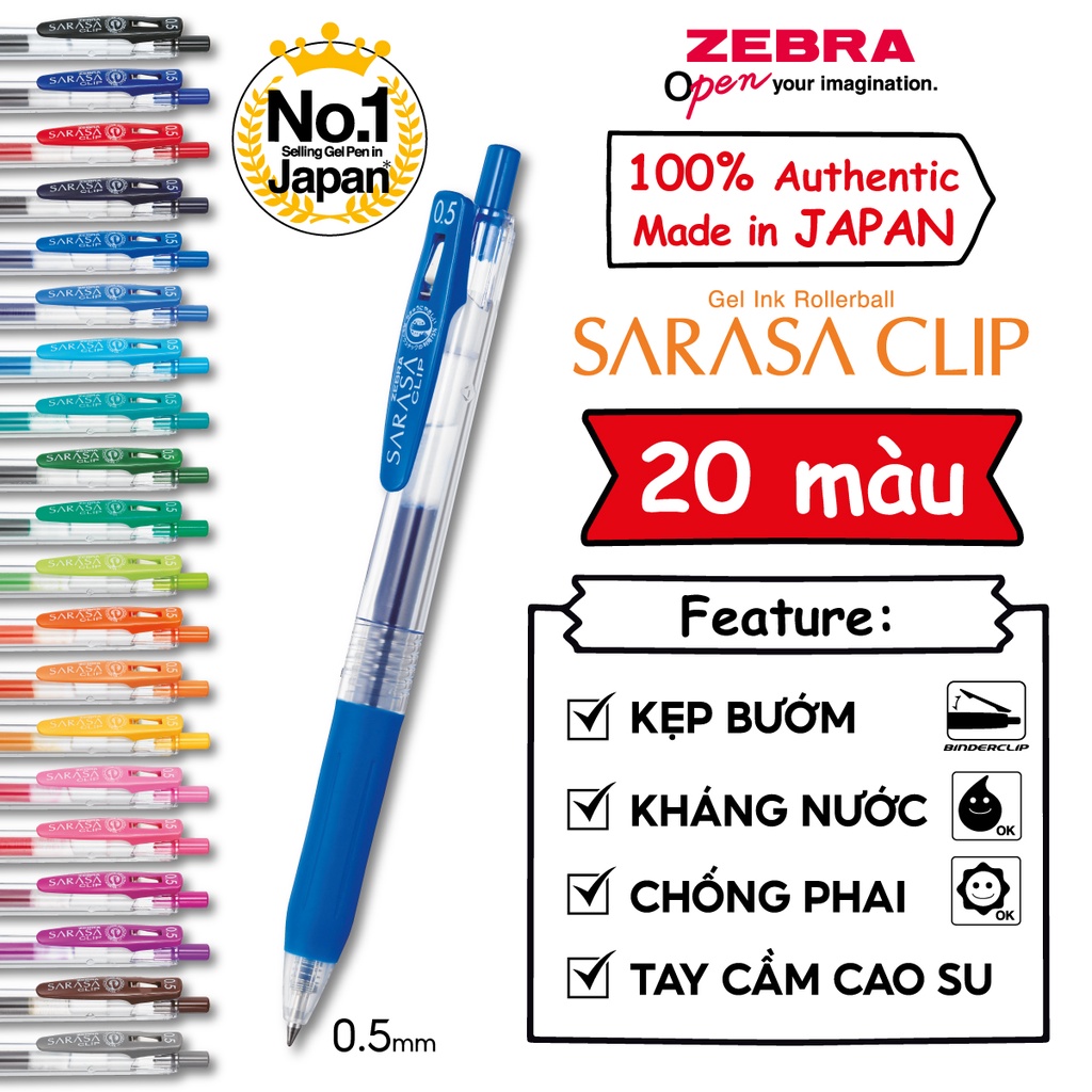 Viết Gel Sarasa Clip 0.5mm - Zebra Nhật Bản [Chính hãng]