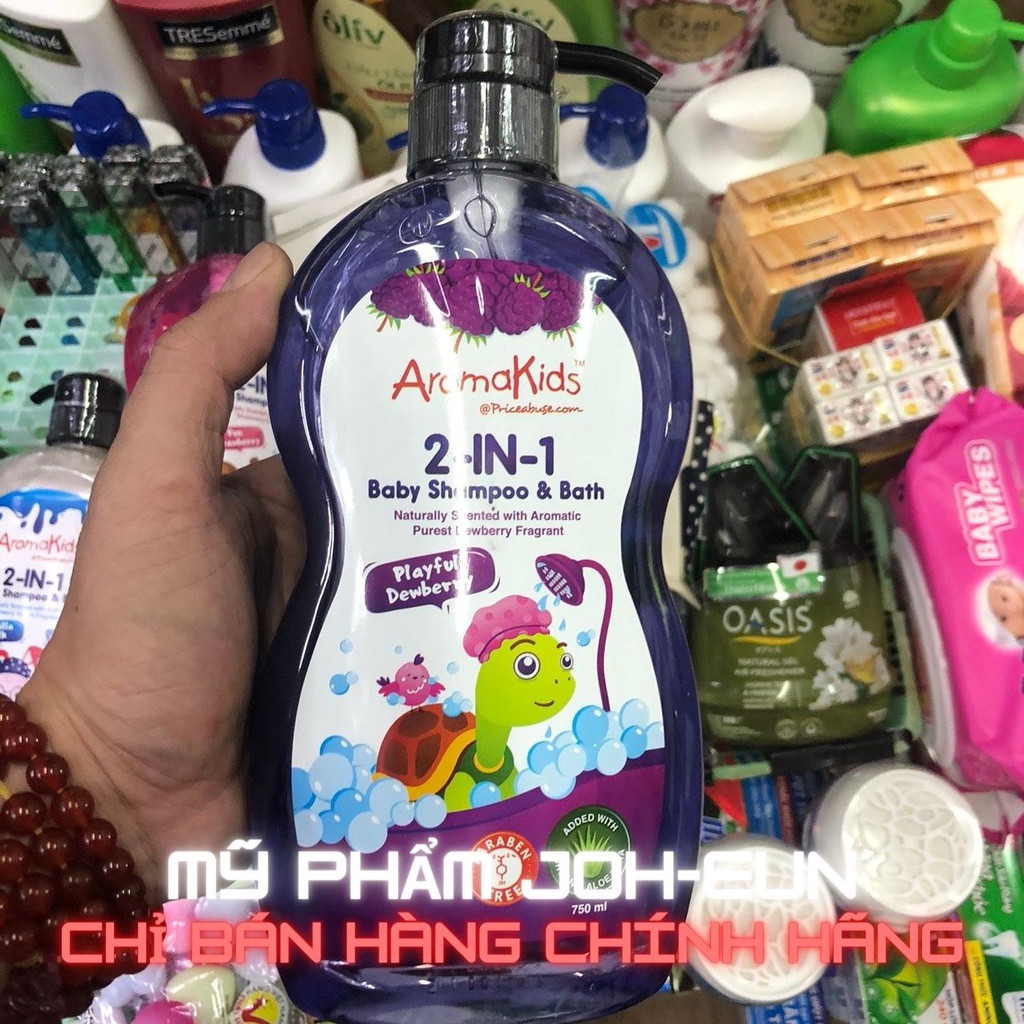 Sữa tắm gội 2in1 Aromakids 750ml hương Anh Đào - Trái Mâm Xôi - Sữa Vani - Dâu