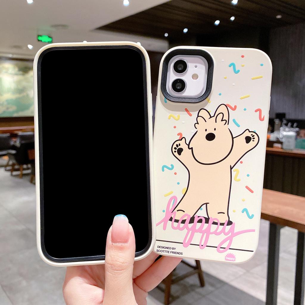 Ốp Điện Thoại Viền Cong in Hình Chú Chó Vui Vẻ 3 Trong 1 Cho iPhone 13Promax 12 11 7Plus X Xs Max XR 8 7