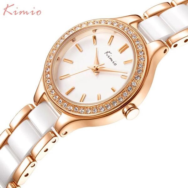 Đồng hồ nữ Kimio 6121, đồng hồ mặt tròn viền đính đá
