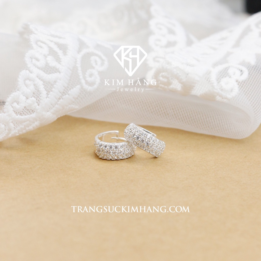 Khuyên Tai BẠC Thiết Kế Full Đá Tấm