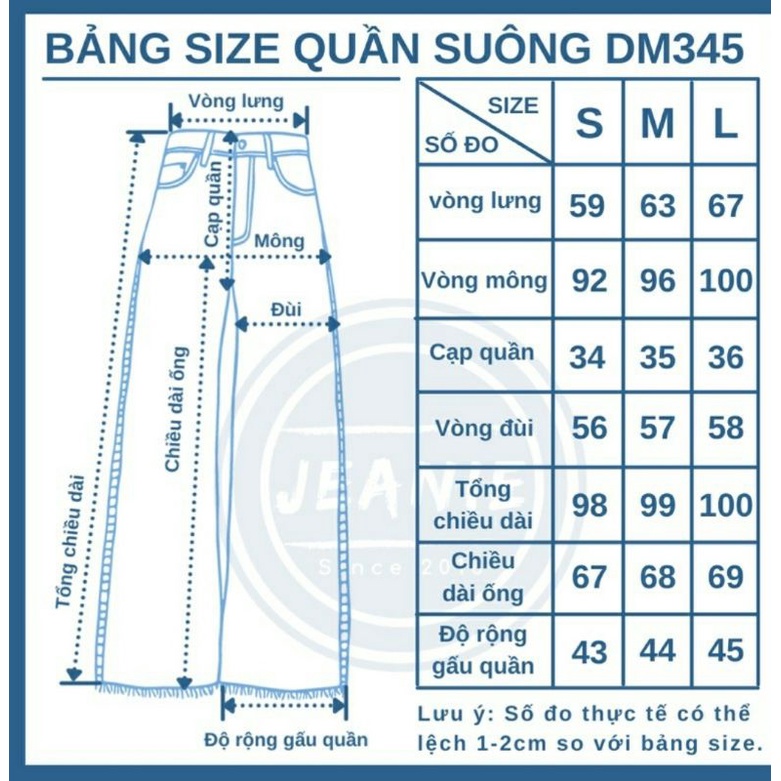 Quần jean nữ ống rộng JEANIE quần bò xuông lưng cao 3 màu DM345