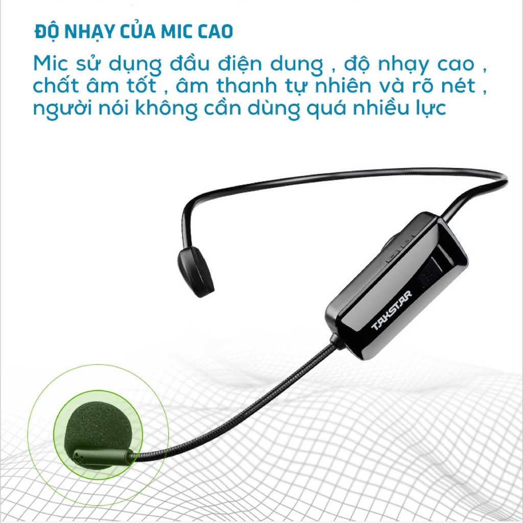 Mic Không Dây Cài Đầu Takstar HM200W Chuyên Sử Dụng Hội Họp , Sự Kiện , Giảng Dạy , Tuyên Truyền , Quảng Cáo