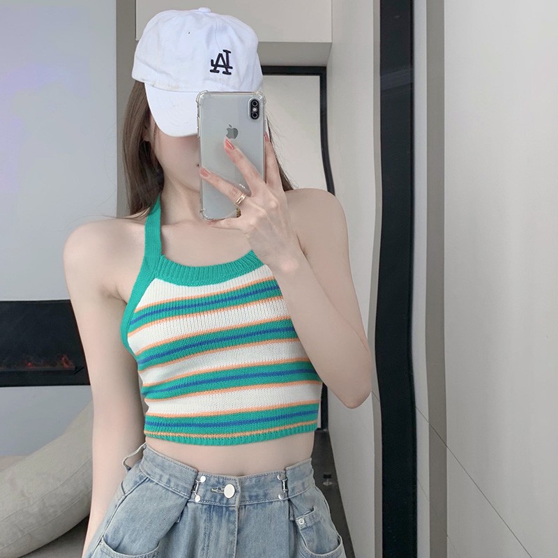 Áo Thun Không Tay Hở Lưng Thời Trang Cho Nữ