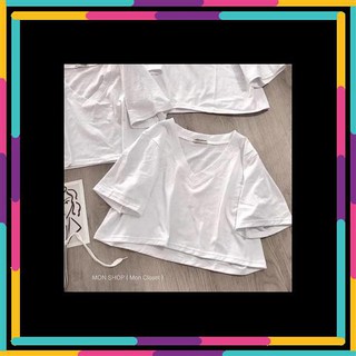 Áo thun croptop form rộng cổ tim