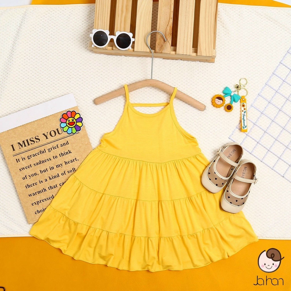 NOWSHIPĐầm Minky Mom Thun Lạnh Dể Thương Bé Gái 7-18kg