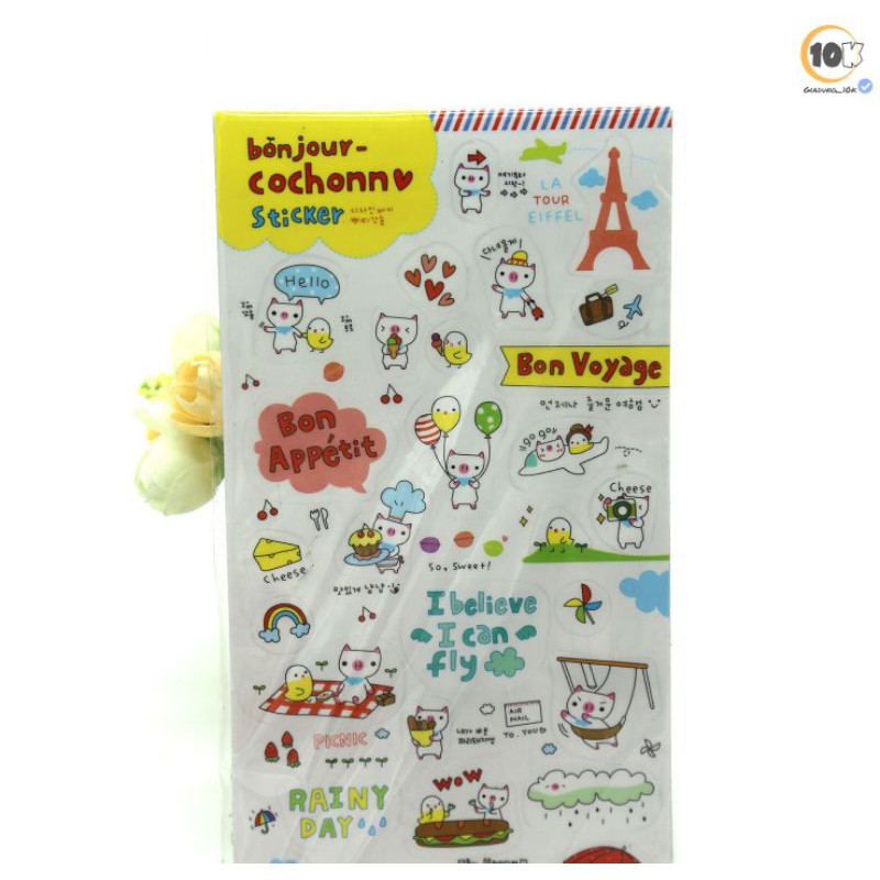 Bộ 6 vỉ sticker mèo trang trí đáng yêu (d16)