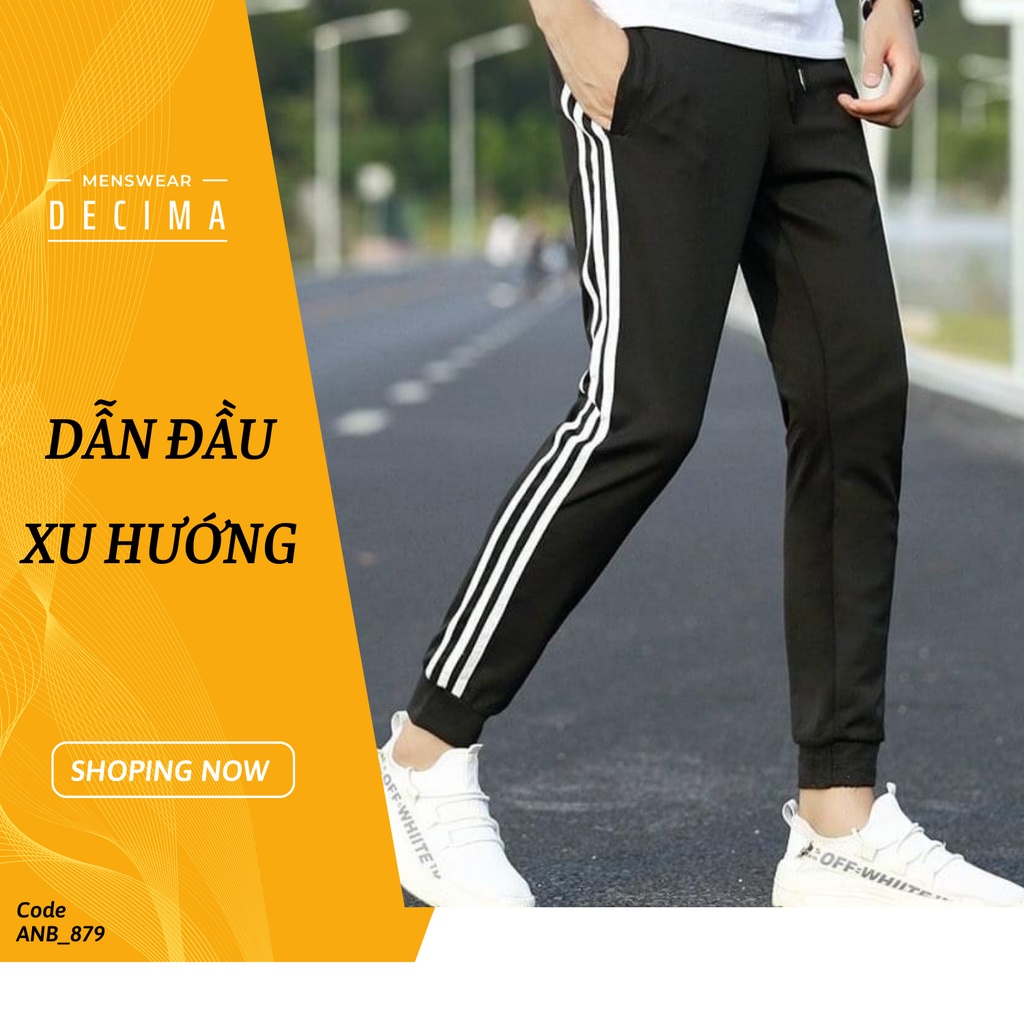Quần Thể Thao Dài Nam 3 Sọc Ống Côn, Chất Poly Co Giãn 4 Chiều