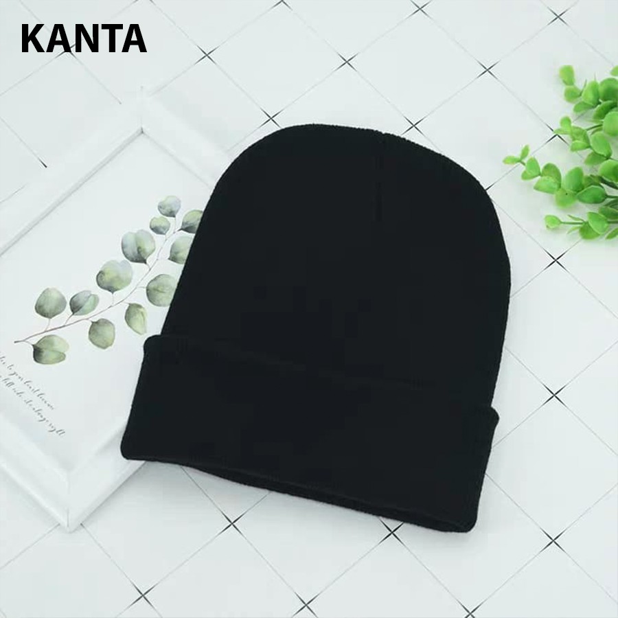 Nón Len Nam Màu Đen Mũ Len Beanie Trơn Thời Trang Kanta