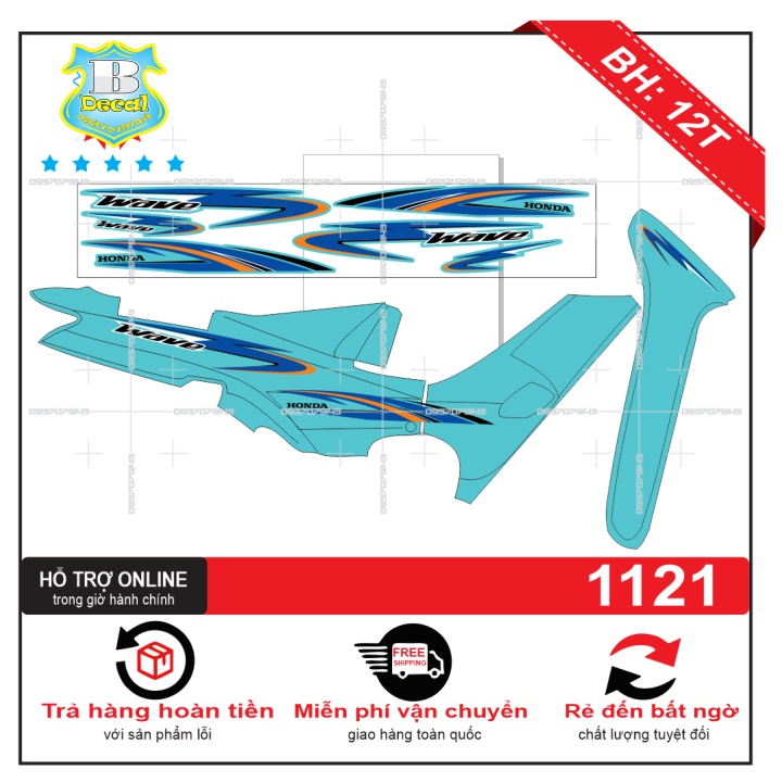 ( Quí khách vui lòng mang ra tiệm cho thợ dán ) Tem wave nhỏ đời đầu xanh ngọc