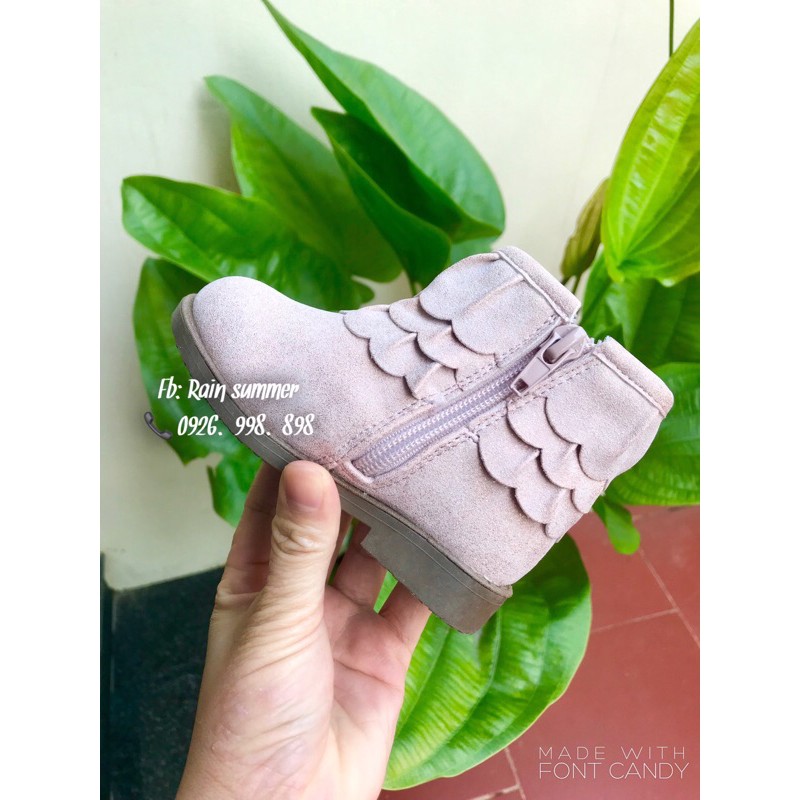 Boot da lộn hồng nhũ cho bé- ảnh thật