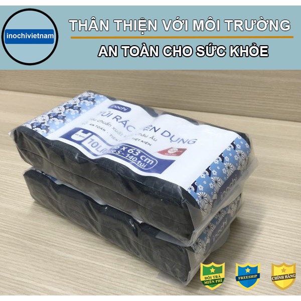 Túi Rác, Túi Đựng rác Tự Huỷ -sinh học Inochi Có Quai Tiện Dụng Dạng Cuộn Màu Đen Dài Hơn 20% TR004-006