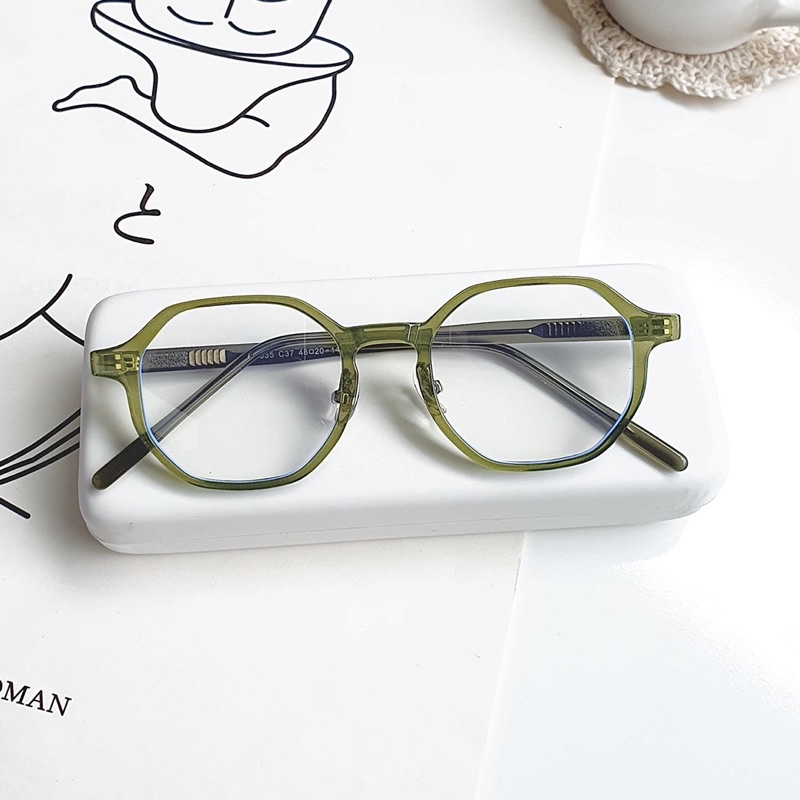 Gọng kính cận cao cấp đa giác 9035, gọng cận nam nữ cốt thép chắc chắn