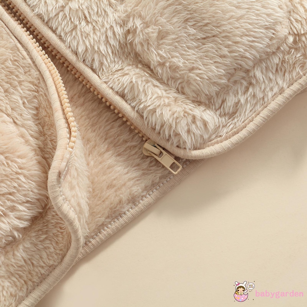 Áo khoác lông không tay cổ chữ V có túi và khóa kéo màu sắc trơn dành cho bé trai bé gái